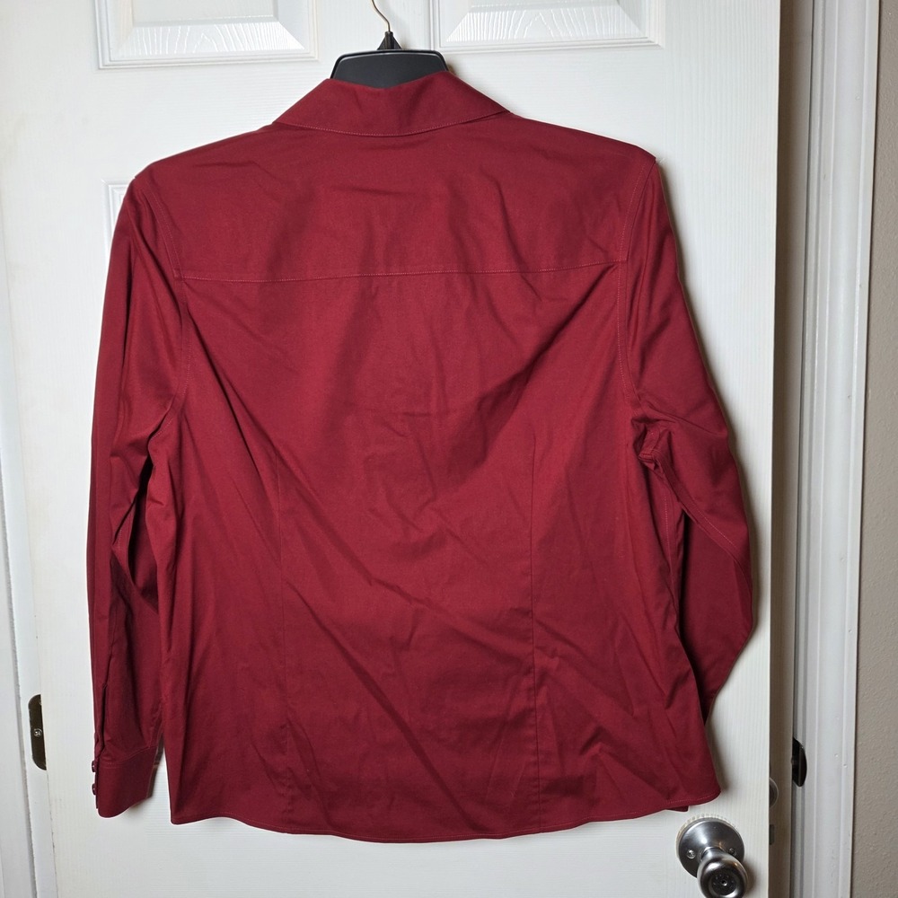 Investments sz 18W burgundy button up shirt NWT casual career basic cotton/spndx - Picture 4 of 14